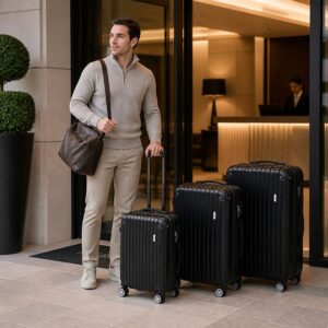 3-Piece Luggage Set 20 24 & 28 Inch Trolley Cases with TSA Locks