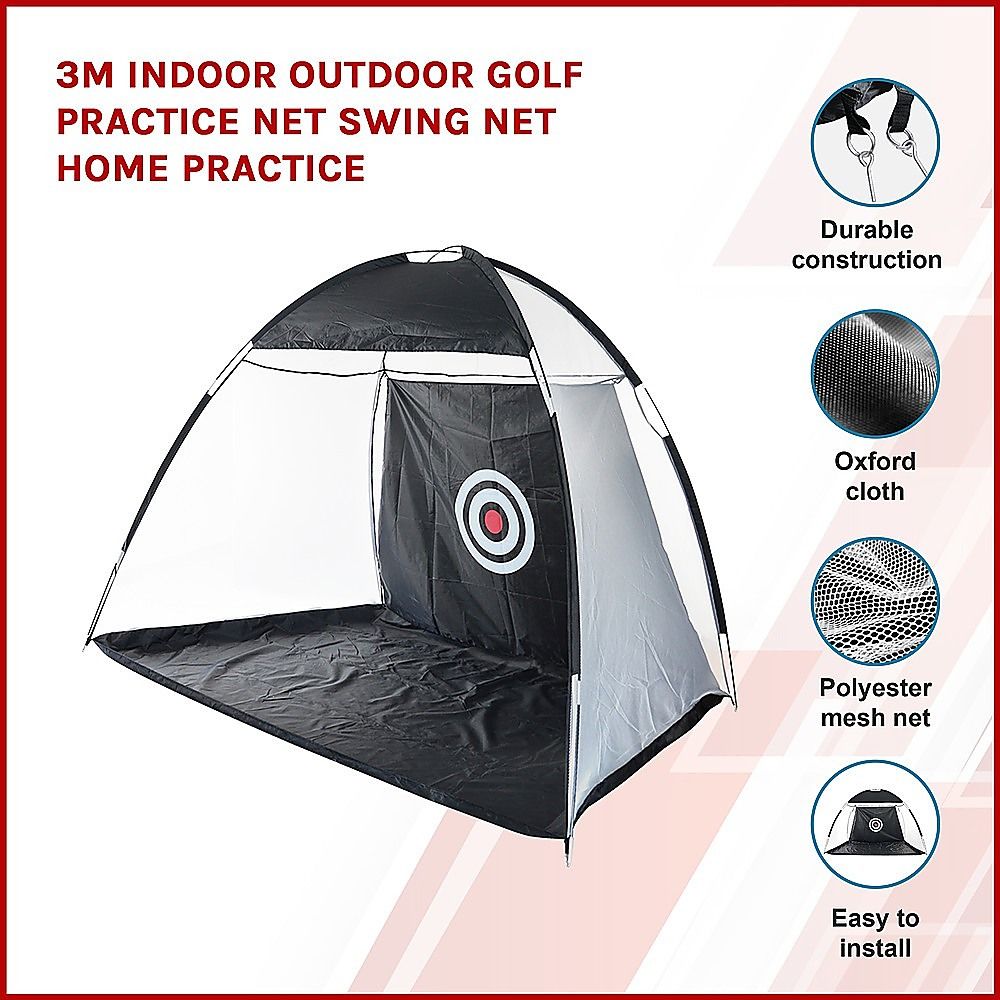 3m Portable Golf Practice Net with Carry Bag Indoor Outdoor Training - Image 2