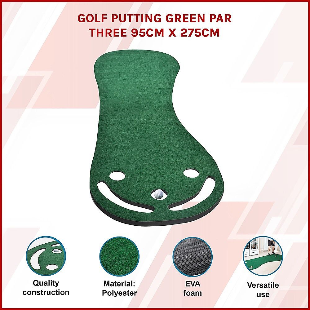Golf Putting Green Mat 95 x 275cm with Practice Cups & Sand Traps - Image 6