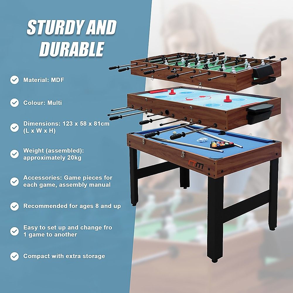4ft 3-in-1 Multi Game Table Foosball Hockey & Billiards - Image 4