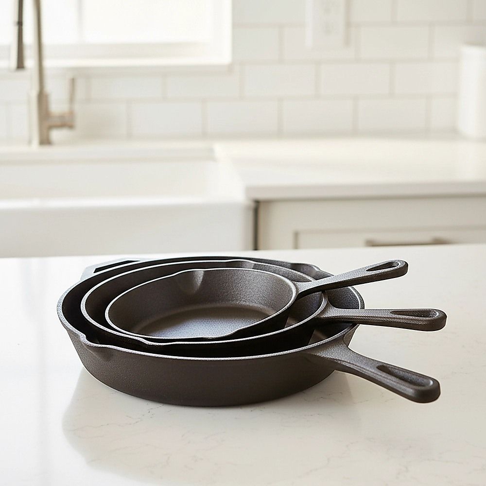 Pre-Seasoned Cast Iron Skillet Set 3 Piece 6 8 & 10 Inch - Image 3
