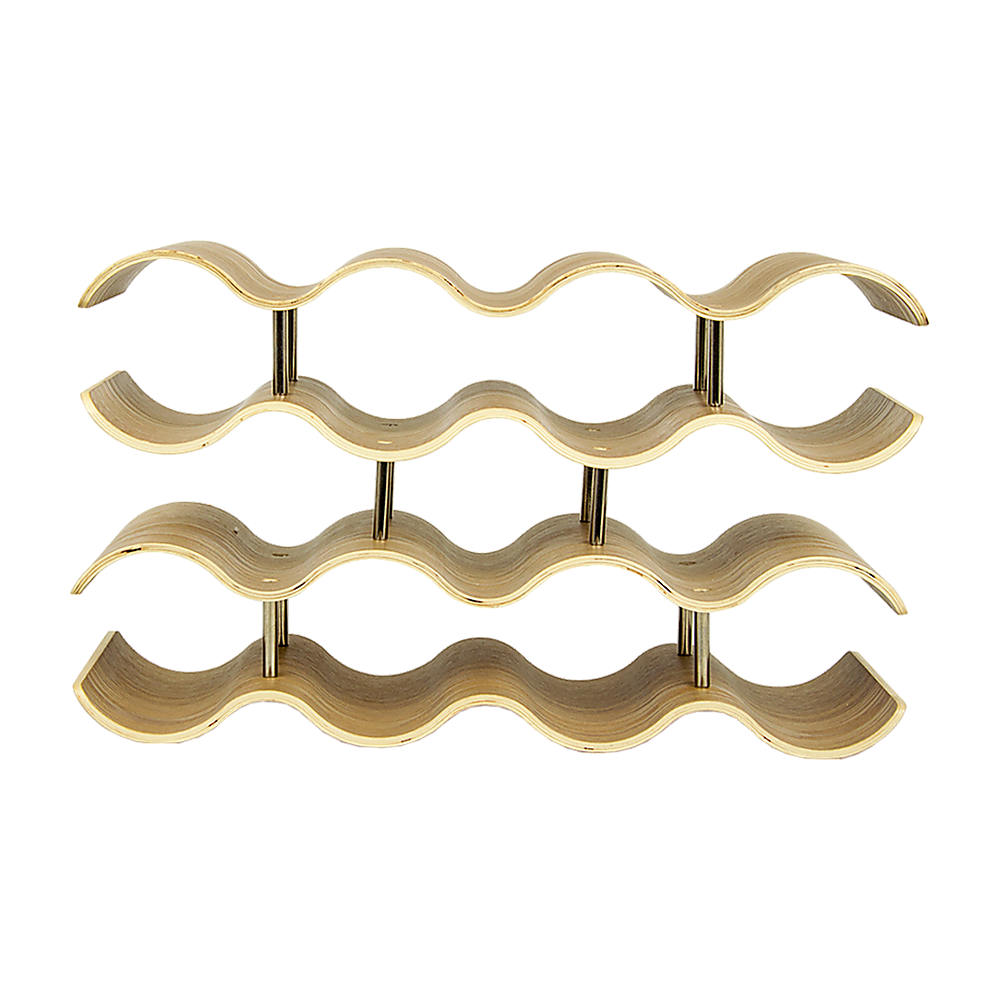 Bamboo Wave Wine Rack 14 Bottle 4 Tier Wooden Wine Storage - Image 4