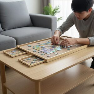 Wooden Jigsaw Puzzle Table 1000 Piece Puzzle Board with Drawers