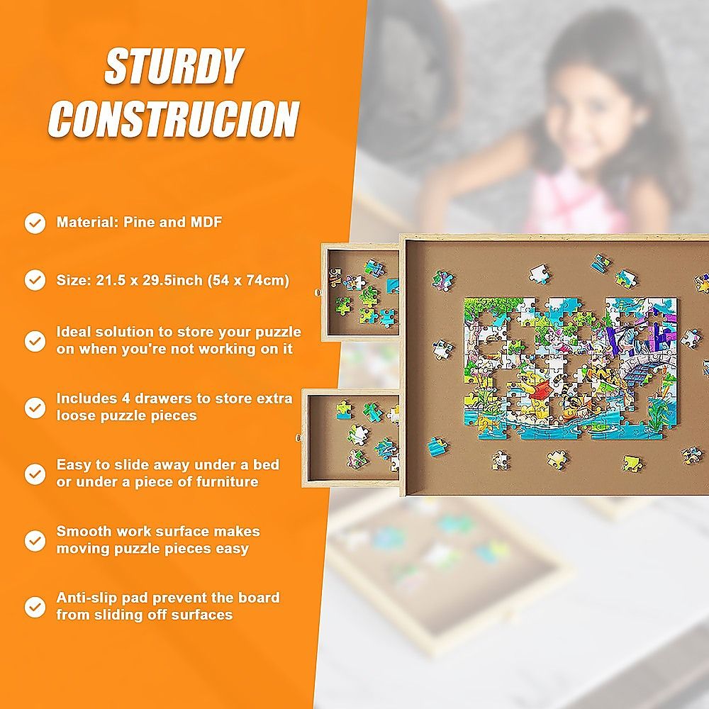 Wooden Jigsaw Puzzle Table 1000 Piece Puzzle Board with Drawers - Image 4