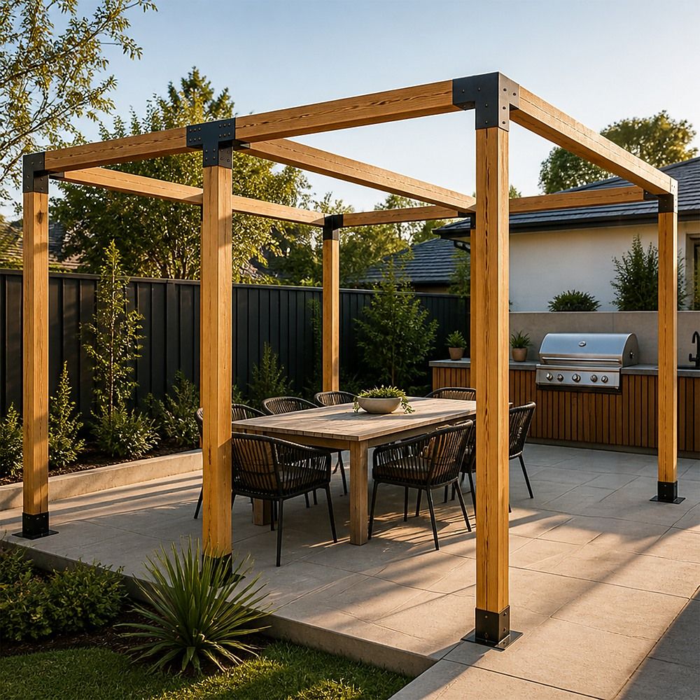 DIY Pergola Kit Double Post Brackets Heavy Duty Steel - Image 2