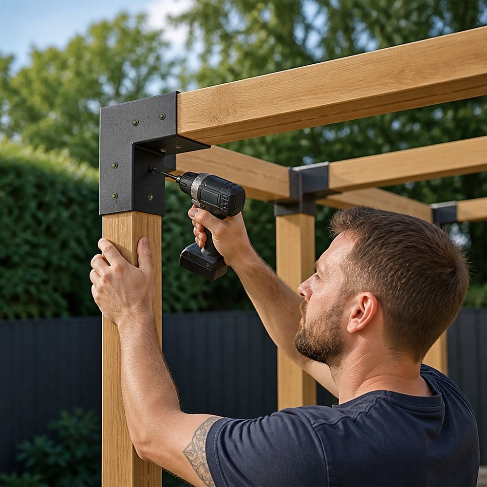 DIY Pergola Kit Double Post Brackets Heavy Duty Steel - Image 3