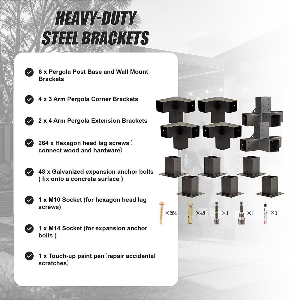 DIY Pergola Kit Double Post Brackets Heavy Duty Steel - Image 4