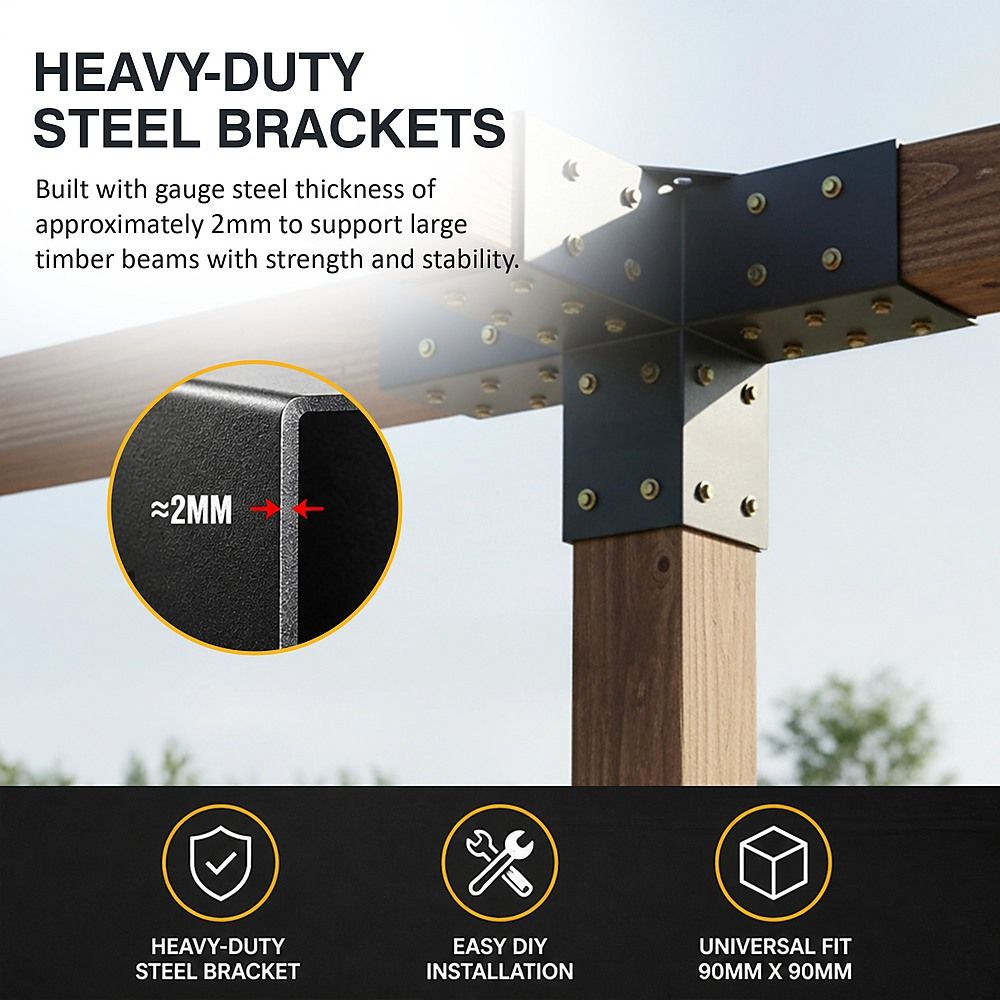 DIY Pergola Kit Double Post Brackets Heavy Duty Steel - Image 6