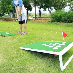 Golf Cornhole Game Set with Chipping Mats Balls & Putters