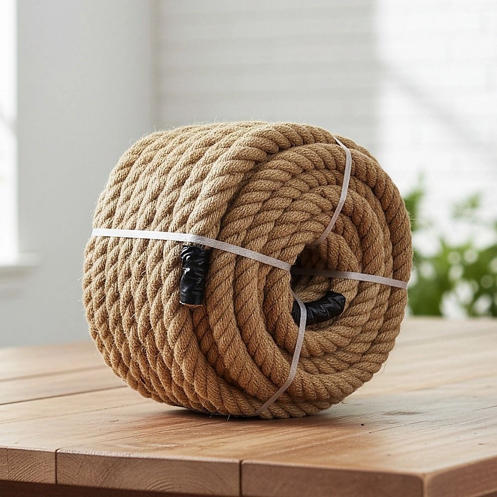 35m Natural Jute Rope 32mm Thick Twisted Garden Camping Cord - Image 3