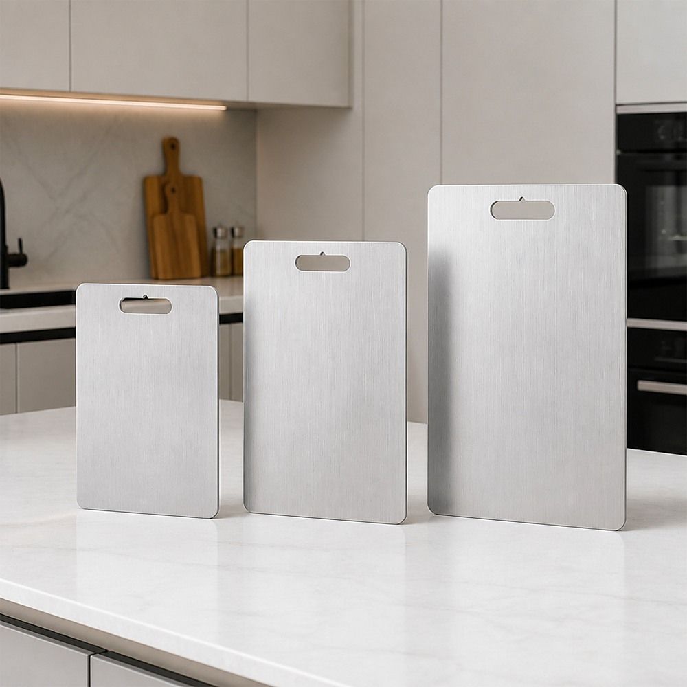 3-Piece 304 Stainless Steel Chopping Board Set – 3 Sizes - Image 2