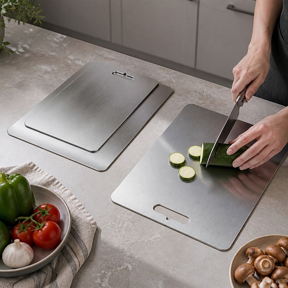 3-Piece 304 Stainless Steel Chopping Board Set – 3 Sizes - Image 3