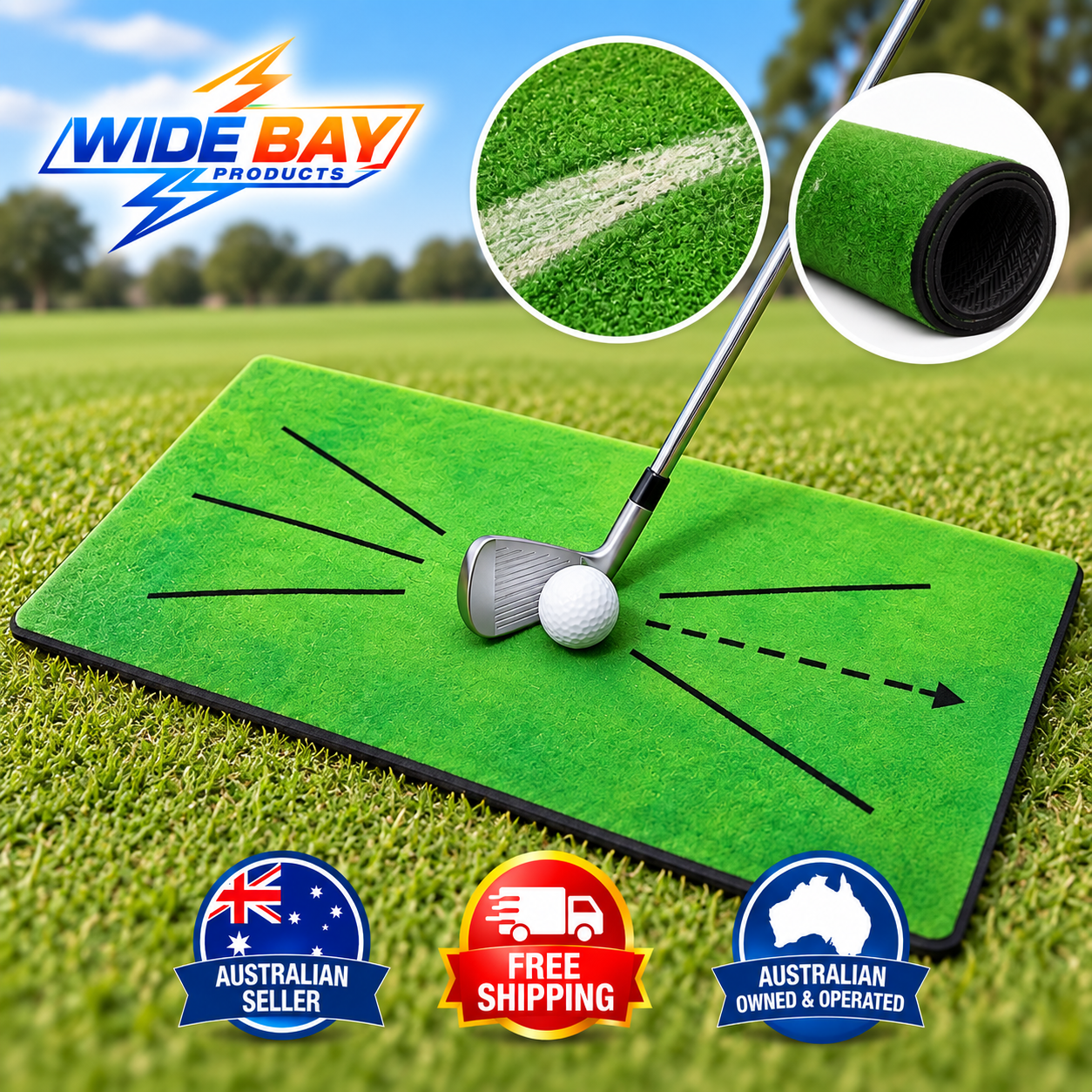 Golf Swing Training Mat 60 x 30 cm – Swing Path Detection Practice Aid