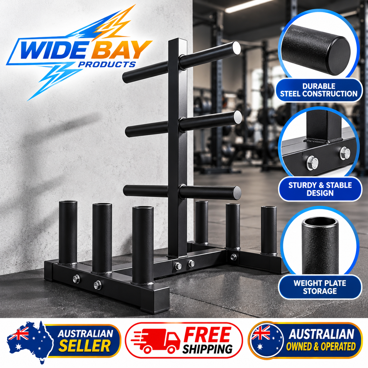 Olympic Weight Tree Bar Rack Holder – Weight Plate & Barbell Storage Rack