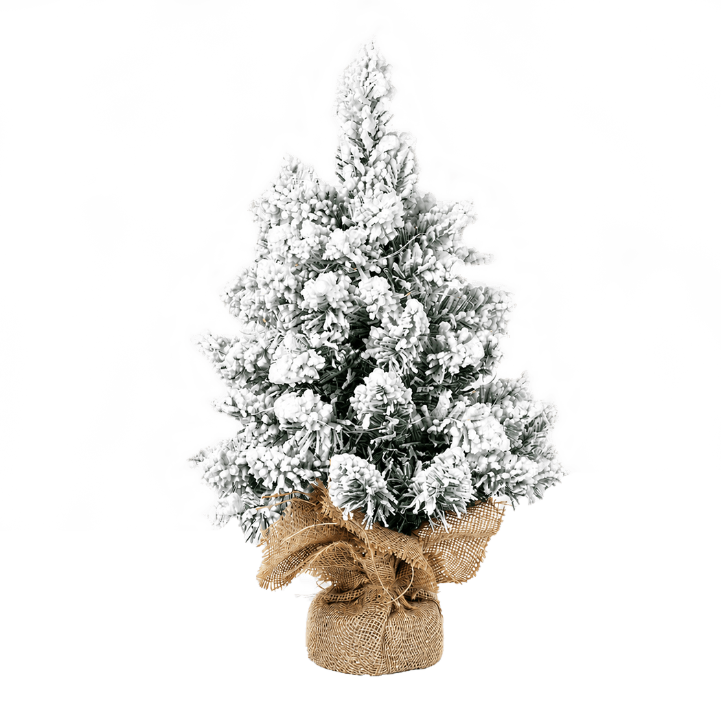 Santaco 49cm Snow-Flocked Mini Christmas Tree with LED Lights - Image 9