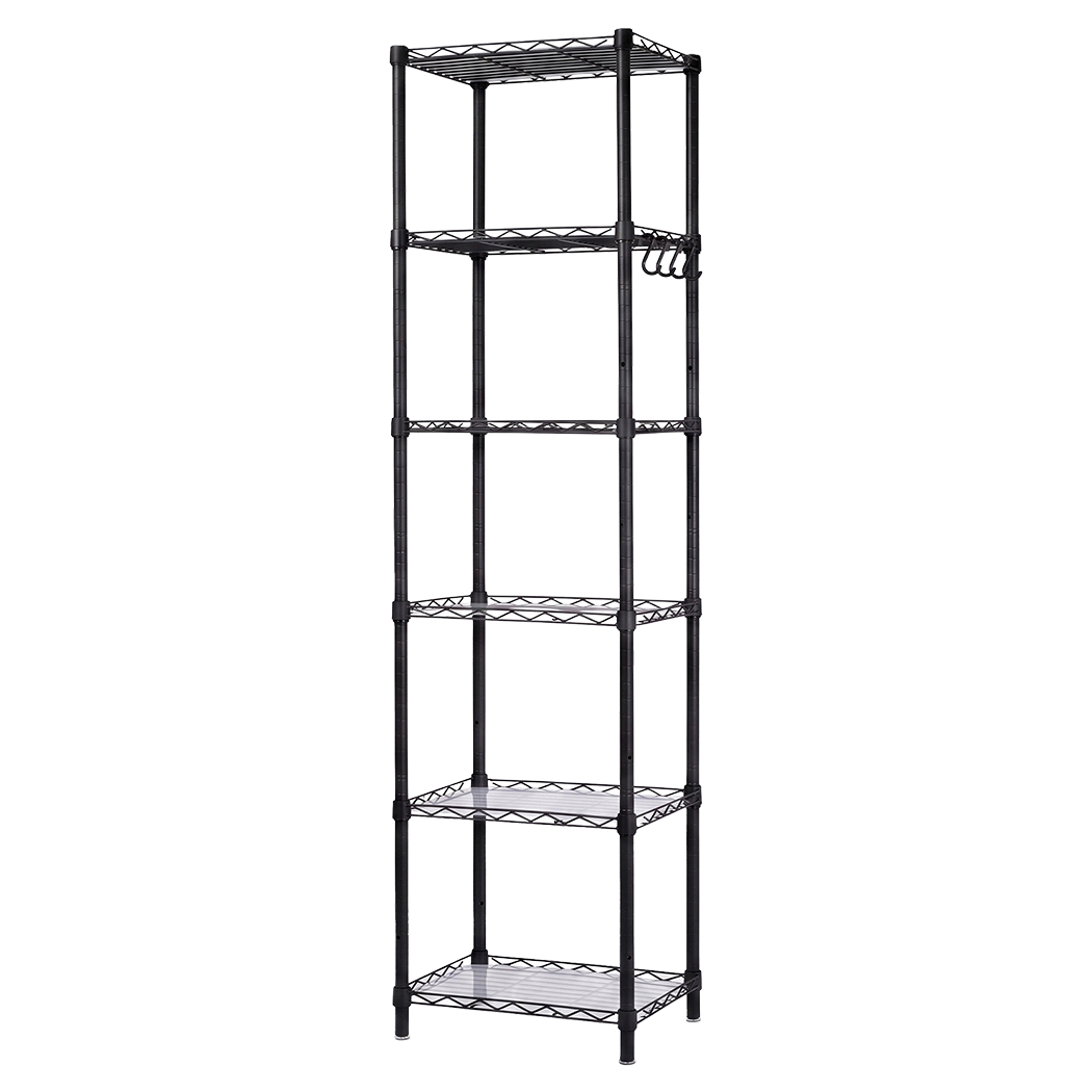 Levede 6-Tier Wire Storage Shelving Unit, 161cm – Black - Image 9