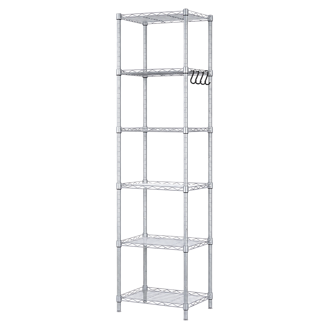 Levede 6-Tier Adjustable Steel Shelving Rack, 161cm – Silver - Image 9