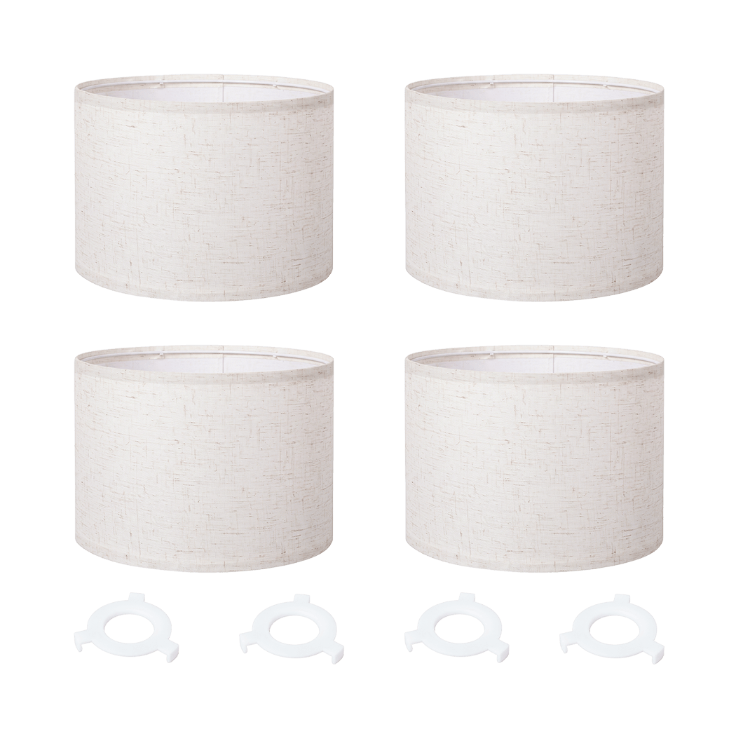 Emitto 4-Piece Beige Linen Drum Lamp Shade Set with E26/E27 and E14 Rings - Image 9