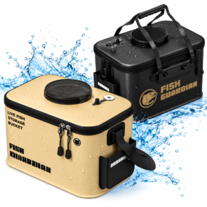Foldable EVA Live Fish Bucket with Zippered Lid and Side Pocket