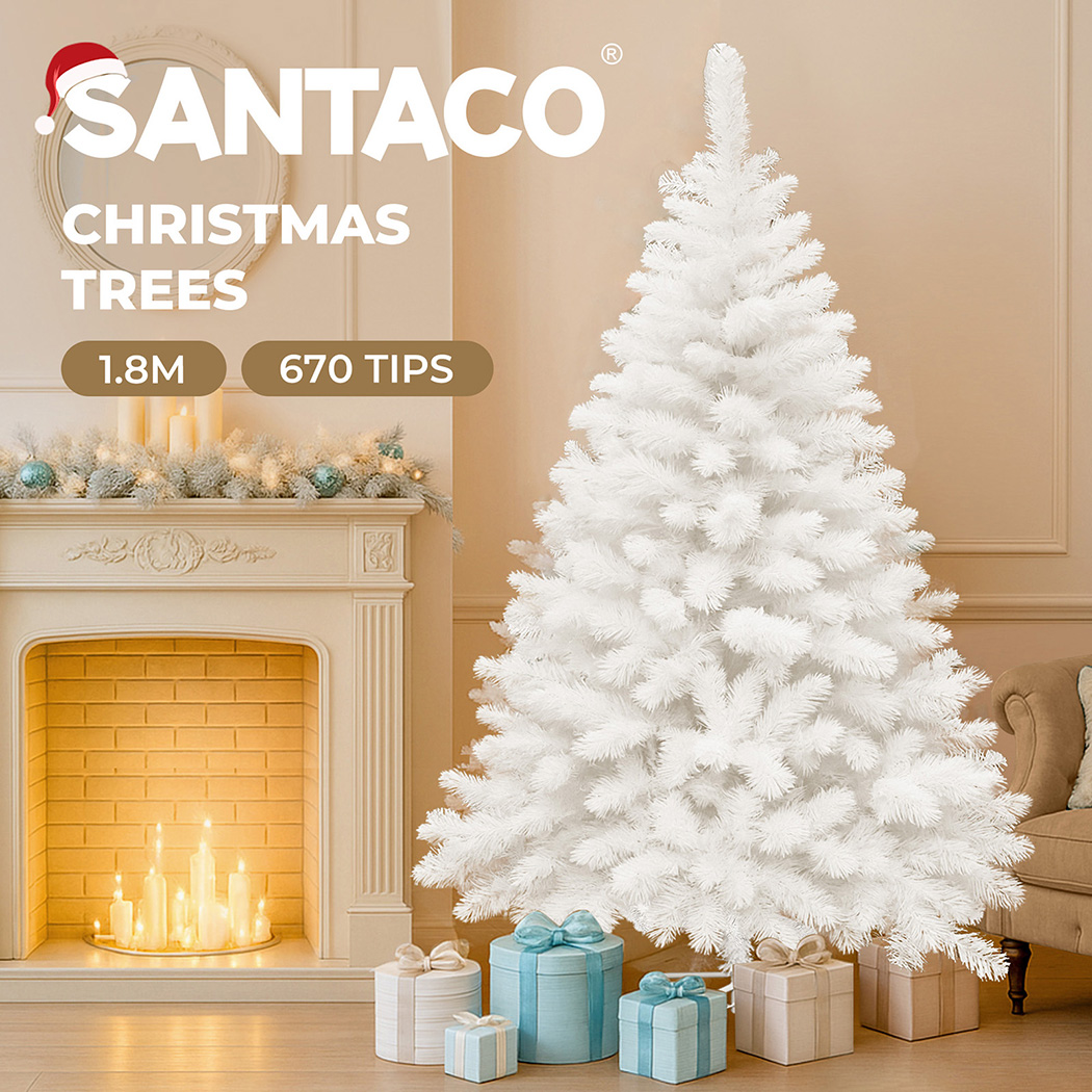 Santaco 1.8m White Artificial Christmas Tree with 670 PVC Tips - Image 6