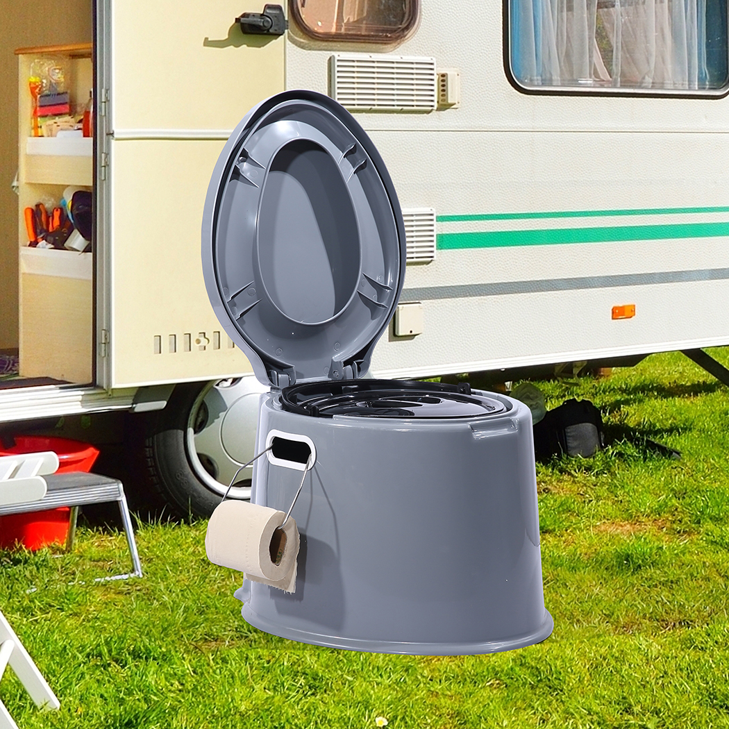6L Portable Camping Toilet with Removable Bucket and Carry Handle - Image 8