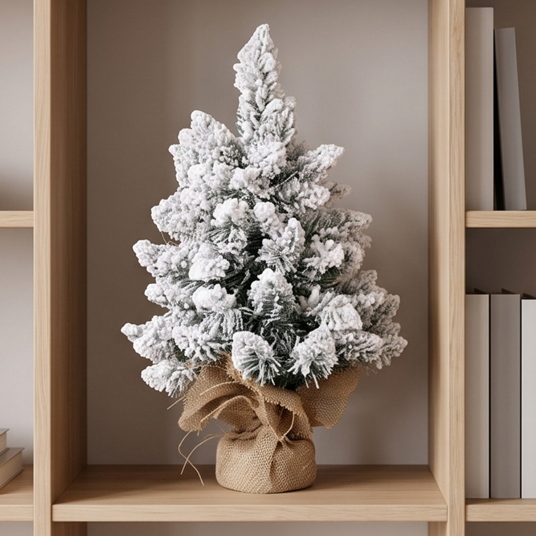 Santaco 49cm Snow-Flocked Mini Christmas Tree with LED Lights - Image 8