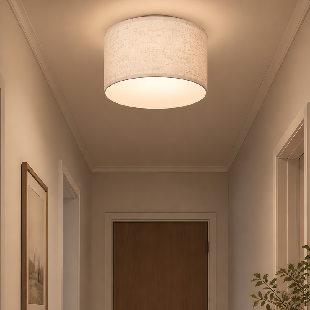 Emitto 4-Piece Beige Linen Drum Lamp Shade Set with E26/E27 and E14 Rings - Image 8