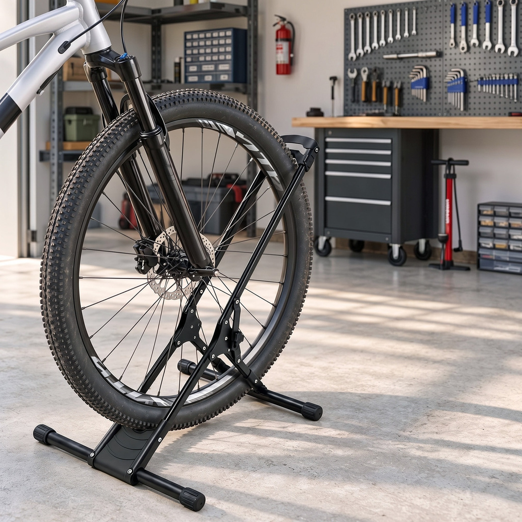 Monvelo Foldable Floor Bike Stand for 16–29 Inch Bicycles – Black - Image 8