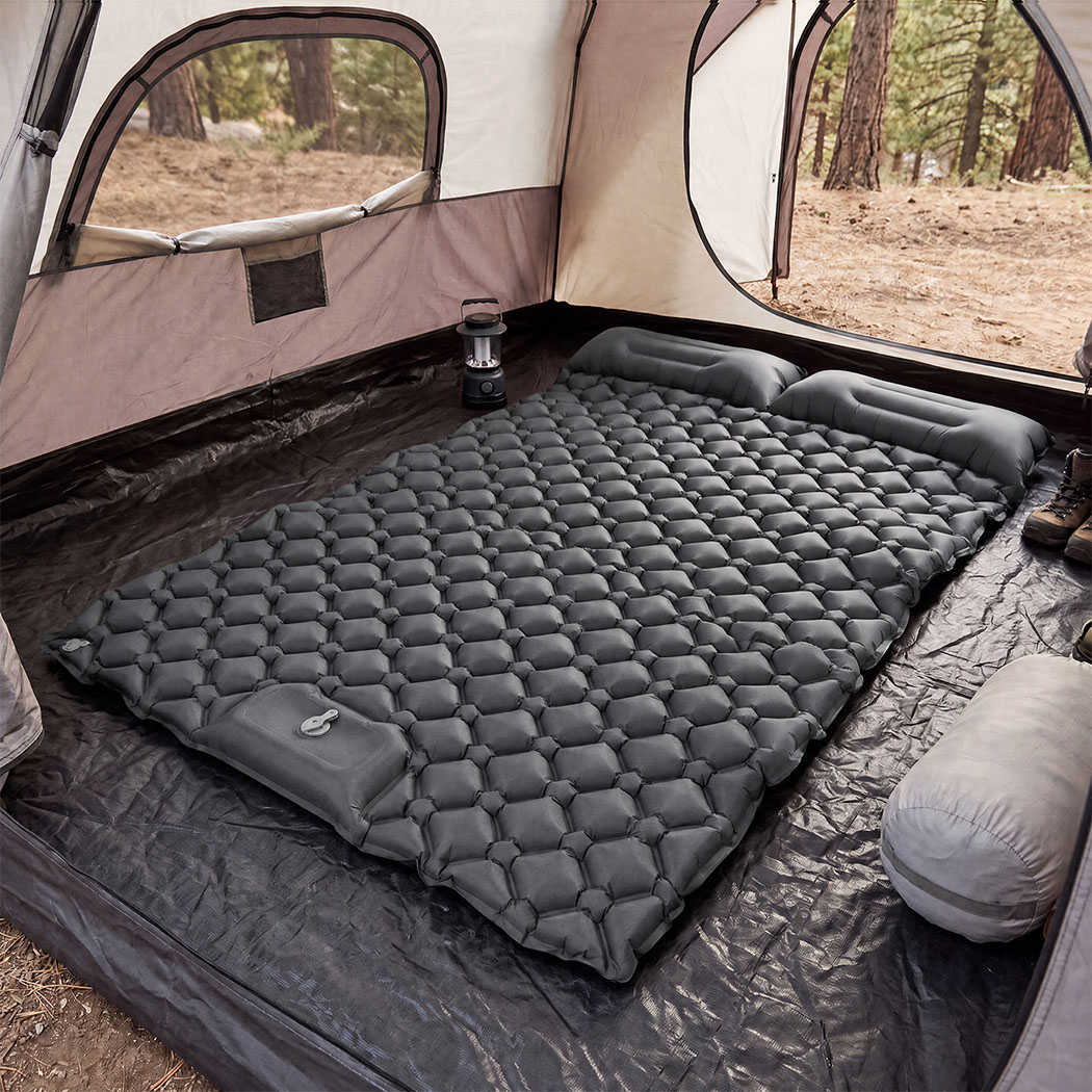 DreamZ Double Camping Mattress with Built In Pump, 40D Nylon TPU, Grey - Image 8