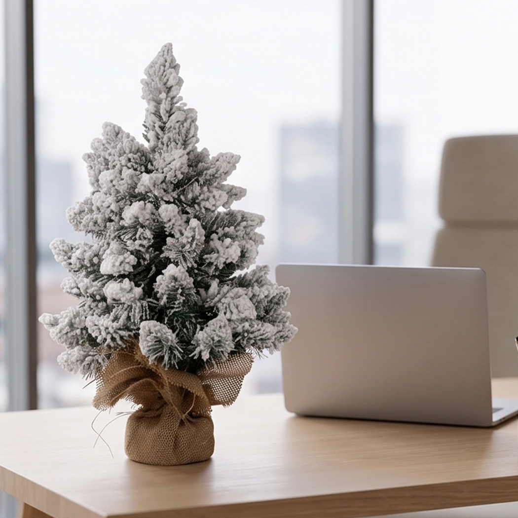 Santaco 49cm Snow-Flocked Mini Christmas Tree with LED Lights - Image 7