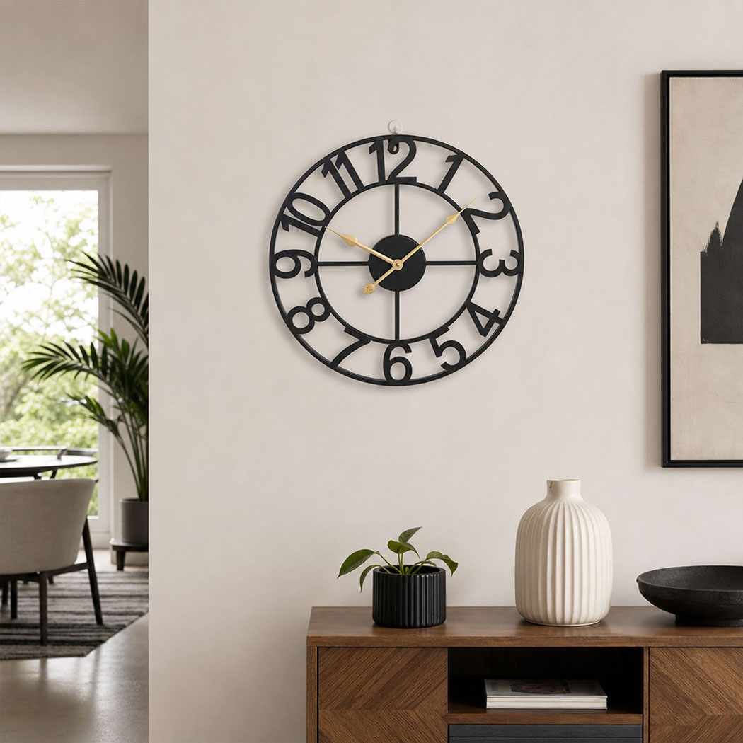Yezi 40cm Silent Quartz Wall Clock with Easy-Read Dial – Black - Image 7