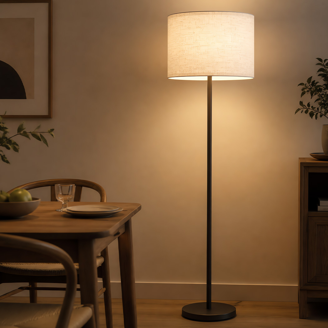 Emitto 4-Piece Beige Linen Drum Lamp Shade Set with E26/E27 and E14 Rings - Image 7