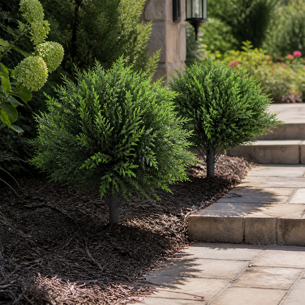 Lambu Artificial Cedar Topiary Balls with Ground Spikes, Set of 2 - Image 7