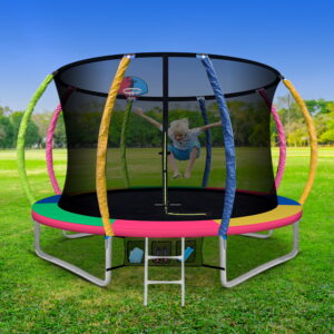 10FT Trampoline for Kids w/ Ladder Enclosure Safety Net Rebounder Colors