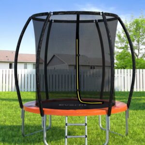 6FT Trampoline for Kids w/ Ladder Trampoline Enclosure Safety Net Rebounder Orange