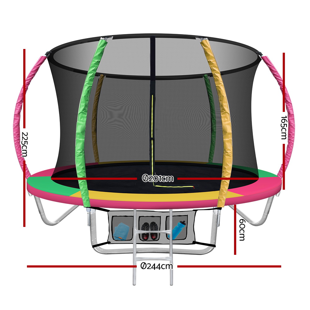 8FT Trampoline for Kids w/ Ladder Enclosure Safety Net Rebounder Colors - Image 2