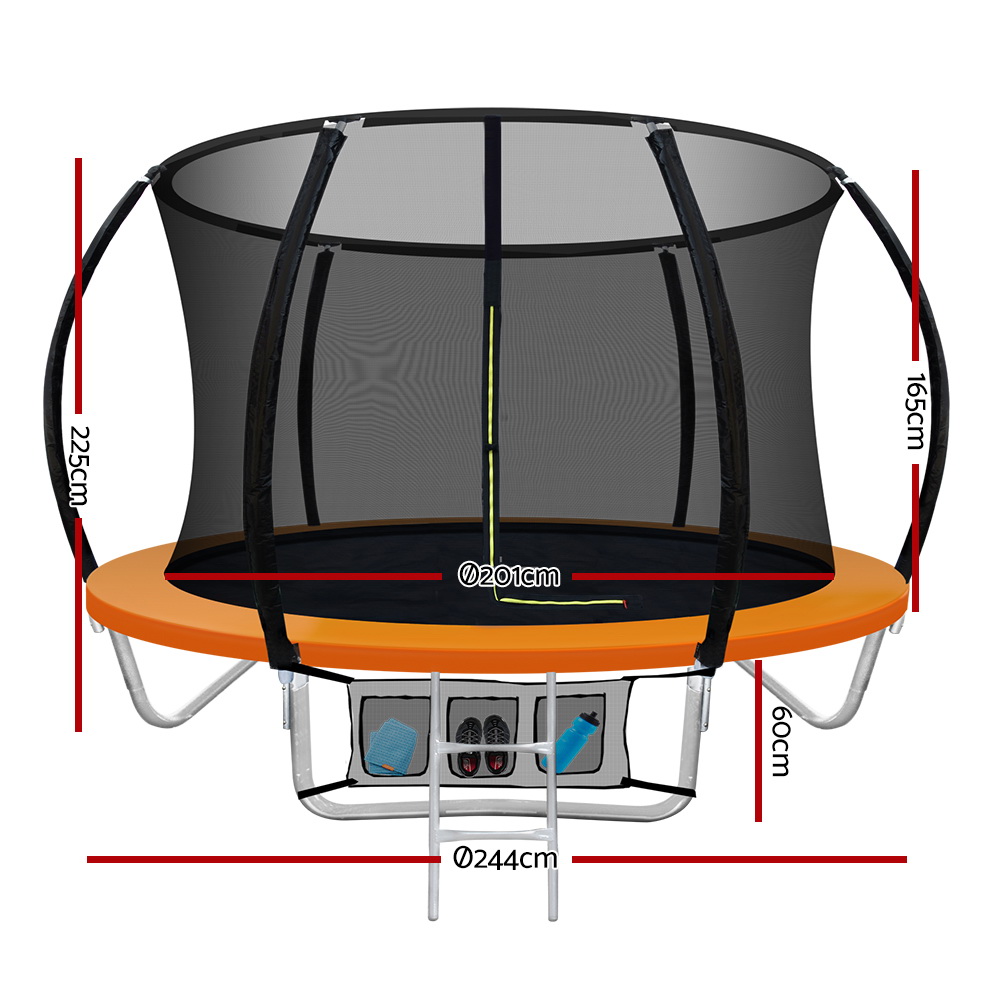 8FT Trampoline for Kids w/ Ladder Enclosure Safety Net Rebounder Orange - Image 2