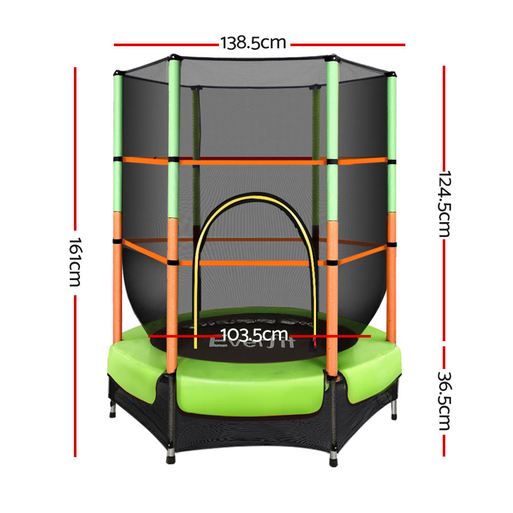 4.5FT Trampoline for Kids Trampoline w/ Enclosure Safety Net Rebounder Gift Green - Image 2