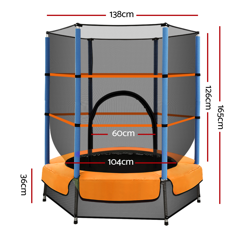 4.5FT Trampoline for Kids Trampoline w/ Enclosure Safety Net Rebounder Gift Orange - Image 2