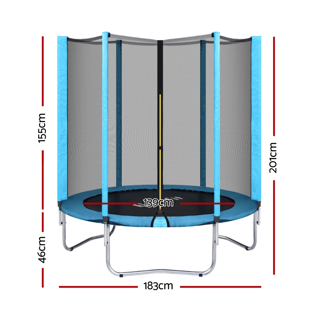 Trampoline 6FT Kids Trampolines Safety Net Pad Round Blue - Image 2