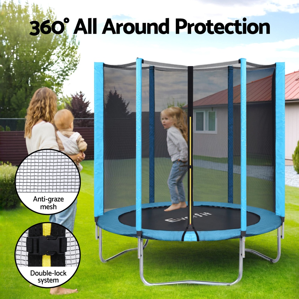 Trampoline 6FT Kids Trampolines Safety Net Pad Round Blue - Image 4