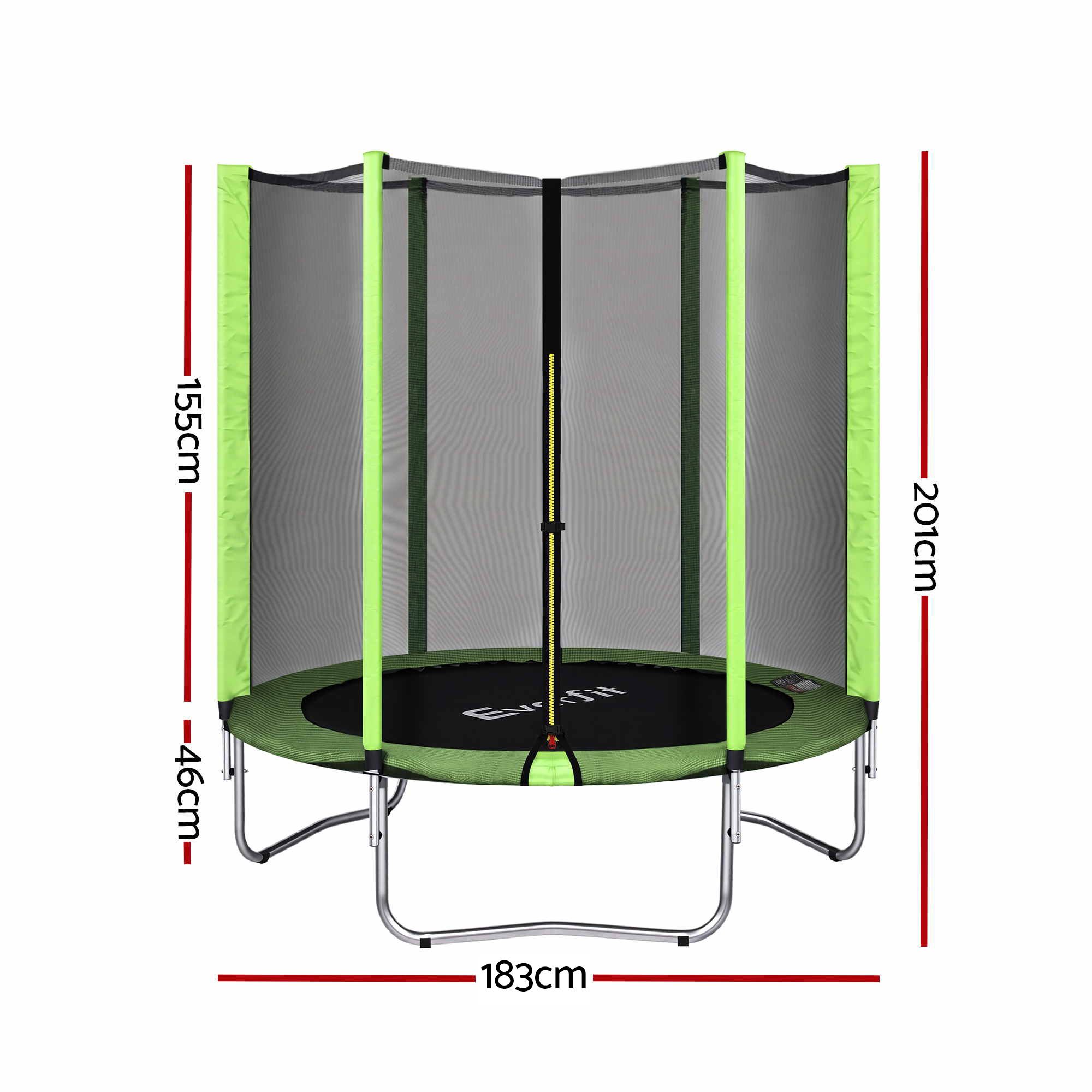 6FT Kids Trampoline Round Rebounder with Enclosure Net Green - Image 2