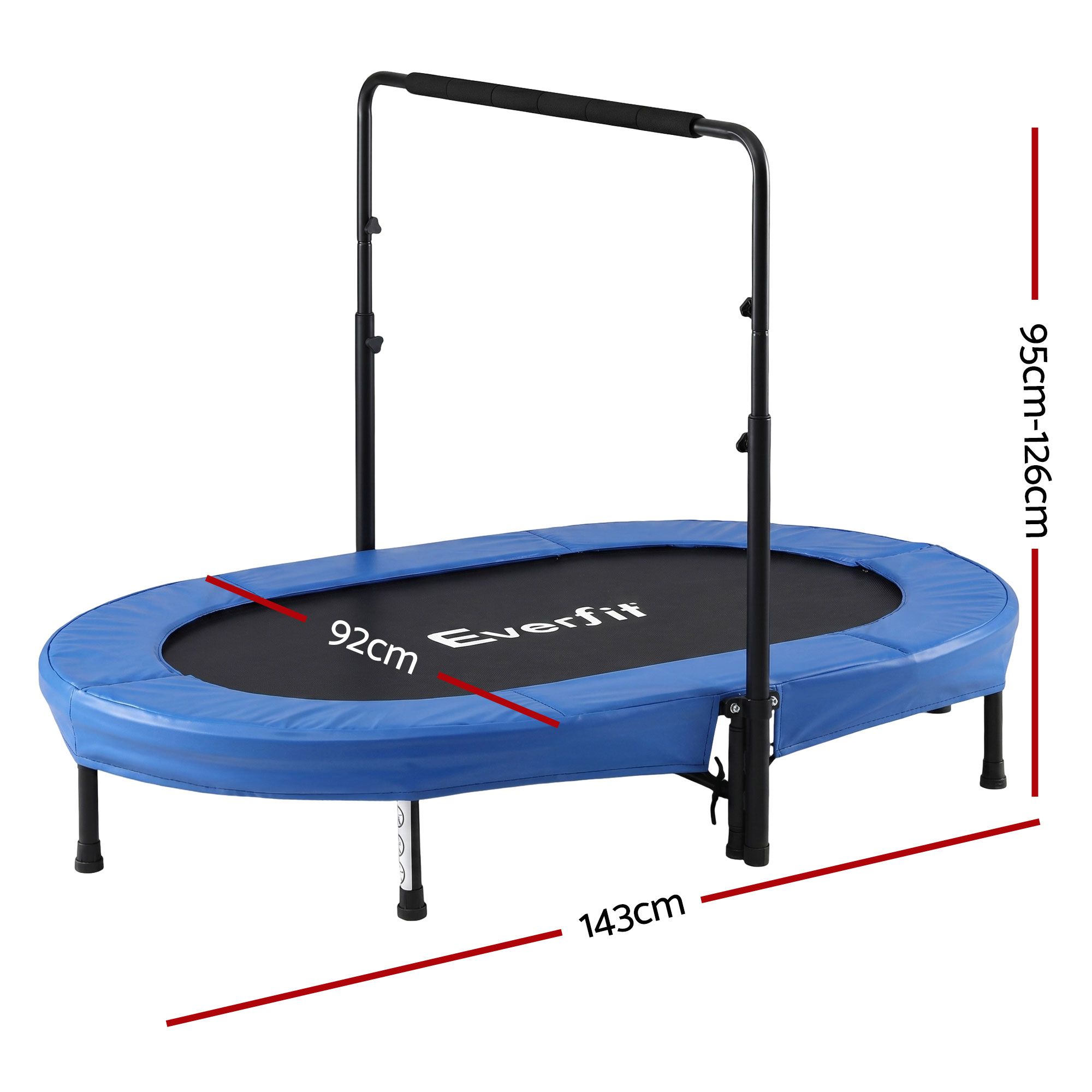 56-Inch Foldable Fitness Trampoline Indoor Rebounder Adjustable Handrail - Image 2