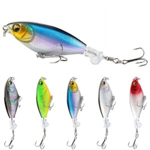 5 Piece Topwater Fishing Lure Set with Rotating Propeller Tails
