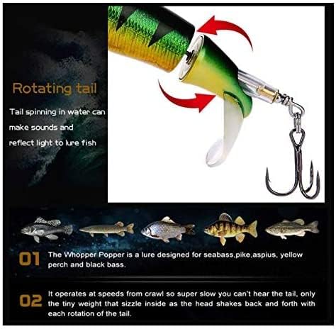 Topwater Fishing Lure Set with Rotating Tail and Treble Hooks - Image 4