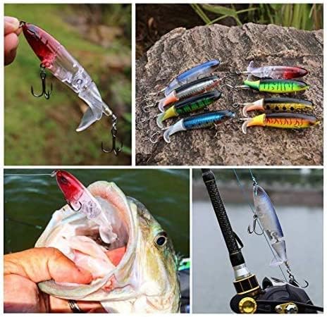 Topwater Fishing Lure Set with Rotating Tail and Treble Hooks - Image 5