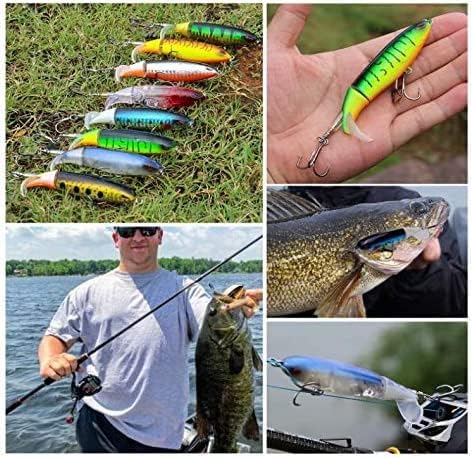 Topwater Fishing Lure Set with Rotating Tail and Treble Hooks - Image 6