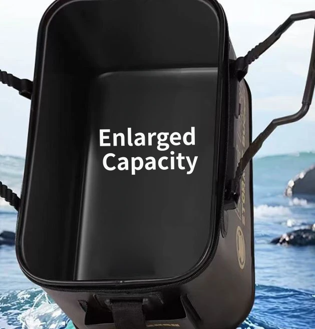 Foldable EVA Live Fish Bucket with Zippered Lid and Side Pocket - Image 5