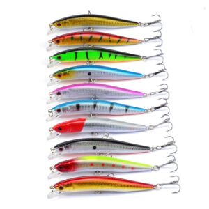 10 Piece Floating Minnow Lure Set 9.5cm 8.5g with Rattle