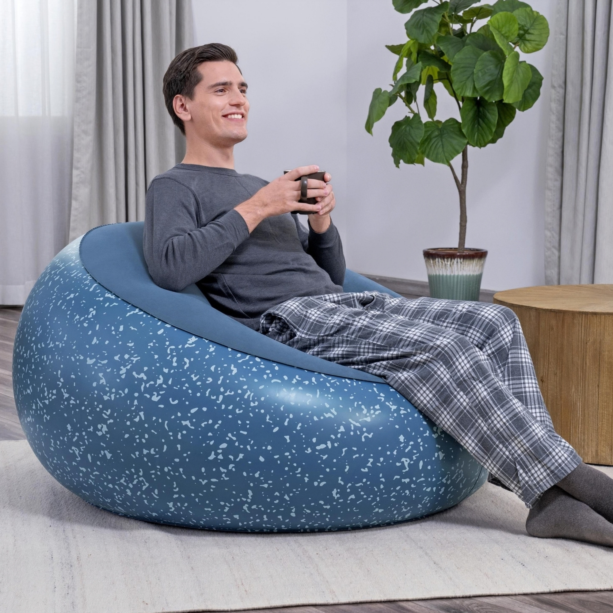 Bestway Inflate-A-Chair Inflatable Air Chair, 1.12m – Blue - Image 4